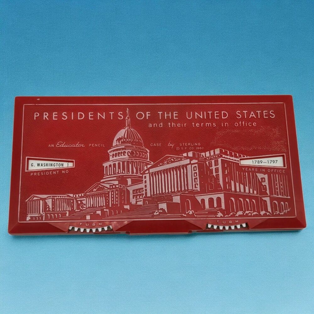 1960 Sterling US Presidents 1-35 Terms in Office Vintage Educational Pencil Case